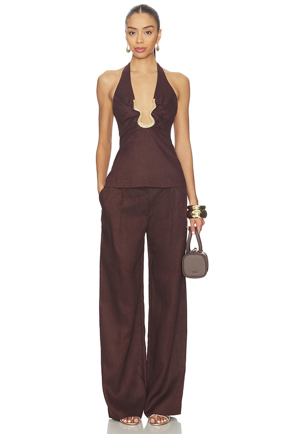 Cavarly Linen Halter Top
