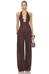 Cavarly Linen Halter Top