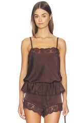 Bonita Satin Lace Trim Top