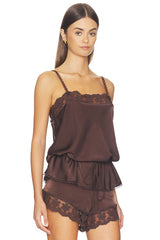Bonita Satin Lace Trim Top