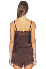 Bonita Satin Lace Trim Top
