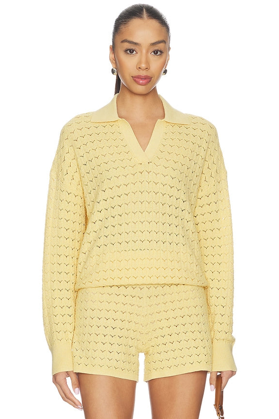 Tulip Pointelle Collared Pullover