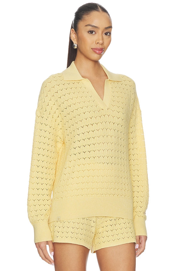 Tulip Pointelle Collared Pullover