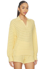 Tulip Pointelle Collared Pullover