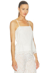 Side Smocked Lace Cami Top