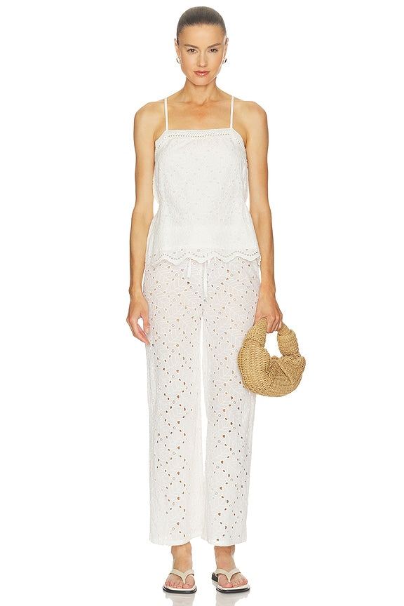 Side Smocked Lace Cami Top