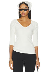 Vneck Elbow Sleeved Tee