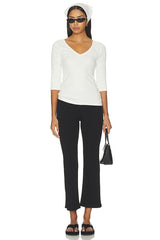 Vneck Elbow Sleeved Tee