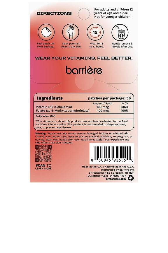 Energy Boost Vitamin B12 Patch 36 Pack