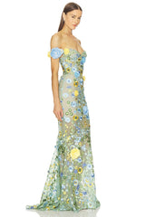 Portofino Floral Jasmine Off The Shoulder Gown