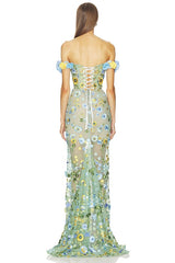 Portofino Floral Jasmine Off The Shoulder Gown