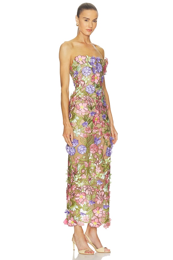 Iris Floral Maraya Strapless Ankle Dress
