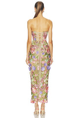 Iris Floral Maraya Strapless Ankle Dress