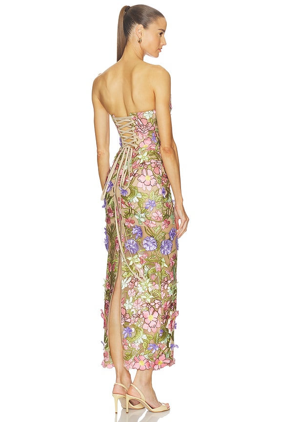 Iris Floral Maraya Strapless Ankle Dress