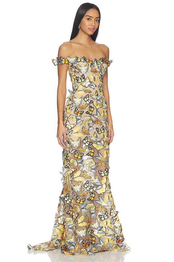 Bella Butterfly Jasmine Off The Shoulder Gown