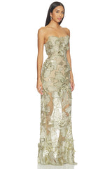 Tiffany Sequin Floral Farah Strapless Maxi Dress