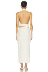 Hailey Cowl Neck Halter Top W/ Drape