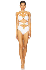 Diamond Orchid Cut Out One Piece Swimsuit