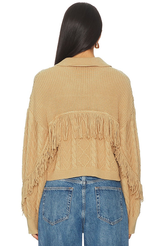 Elyse Cabled Fringe Sweater Cardigan