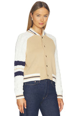 Chloe Cable Sleeve Knit Bomber