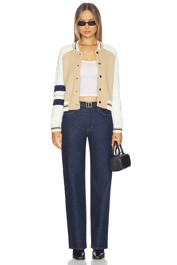 Chloe Cable Sleeve Knit Bomber