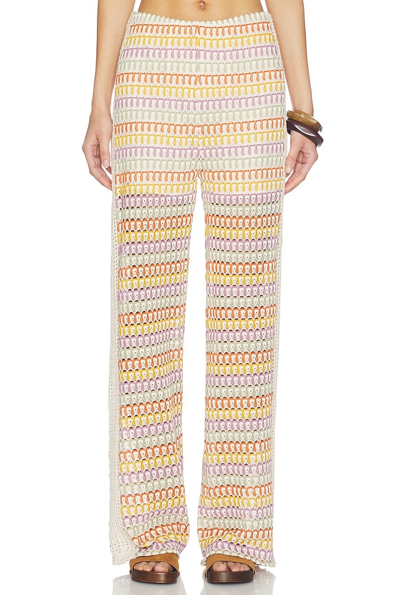 Celine Rainbow Crochet Mid Rise Pants