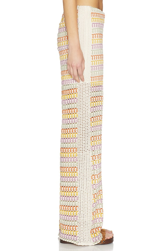 Celine Rainbow Crochet Mid Rise Pants