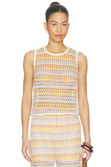 Celine Rainbow Crochet Button Back Shell