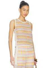 Celine Rainbow Crochet Button Back Shell