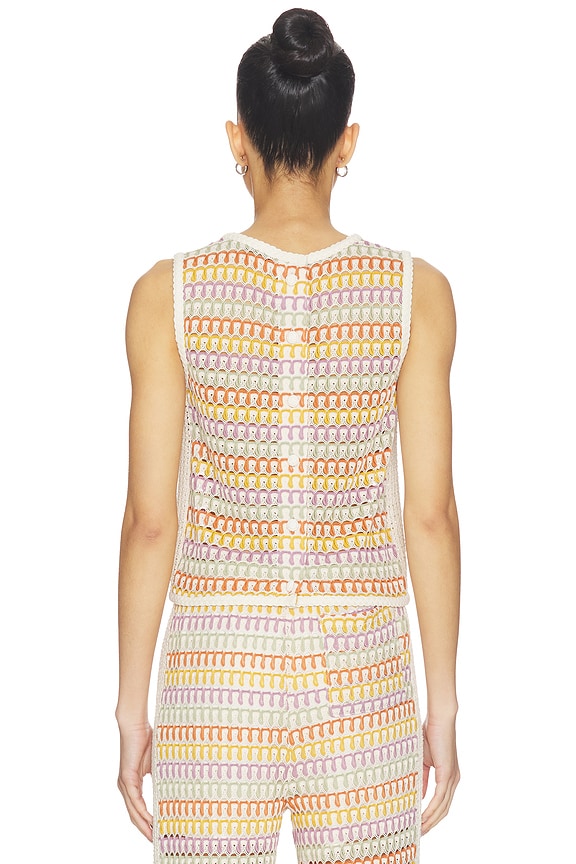Celine Rainbow Crochet Button Back Shell