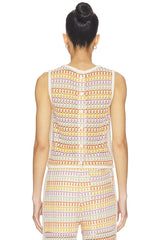 Celine Rainbow Crochet Button Back Shell