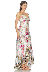V Neck Slip Dress With Flounce Hem