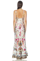 V Neck Slip Dress With Flounce Hem