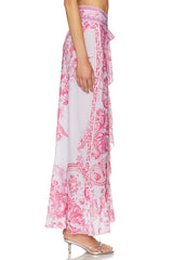 Long Sarong With Tie Waist And Frill Edge
