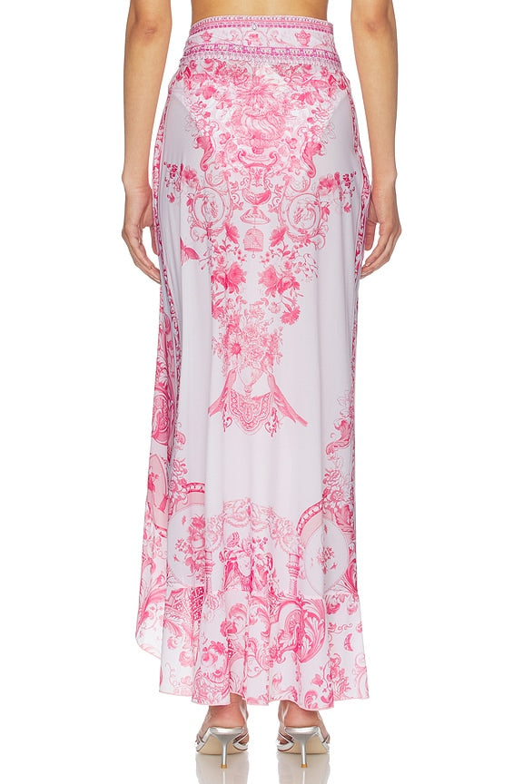 Long Sarong With Tie Waist And Frill Edge