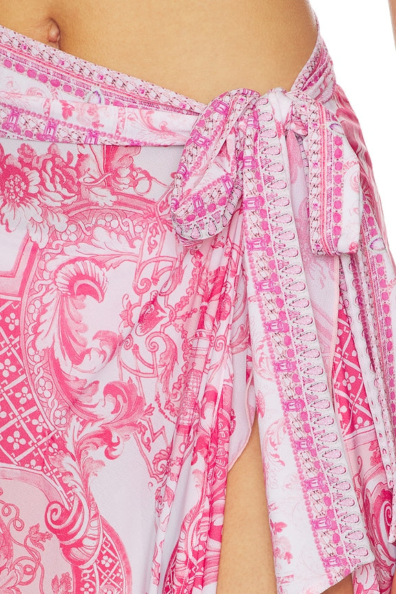 Long Sarong With Tie Waist And Frill Edge