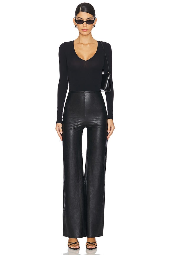 Faux Leather Wide Leg Pant