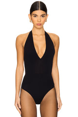 Ballet Deep Plunge Halter Bodysuit