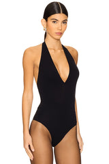 Ballet Deep Plunge Halter Bodysuit