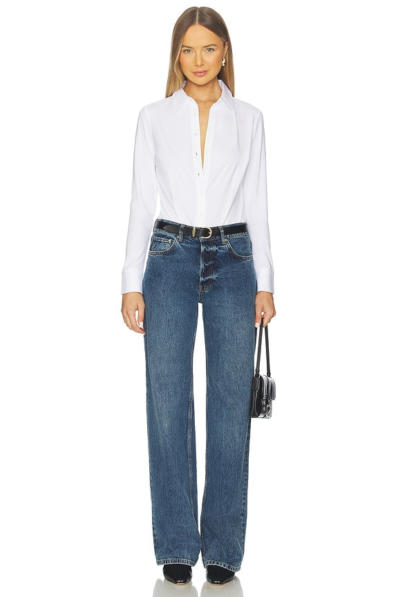 Cotton Stretch Button Down Bodysuit