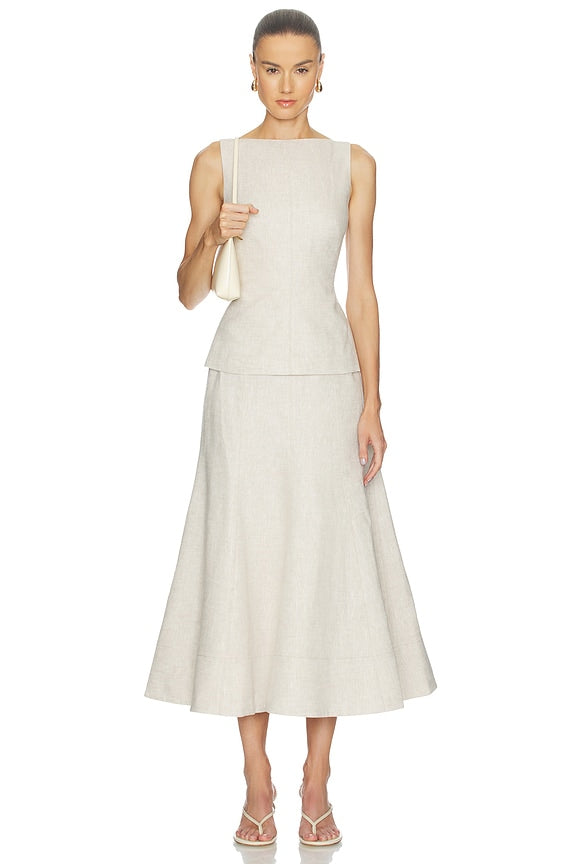 Malena Linen Midi Skirt