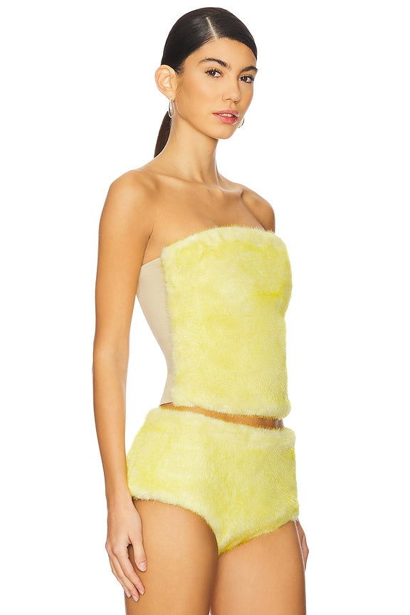 Power Faux Fur Bandeau Top