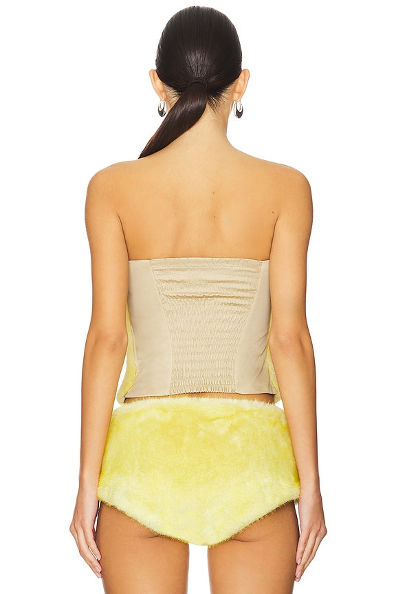 Power Faux Fur Bandeau Top