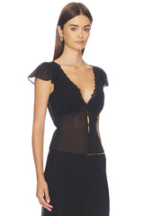 Ara Lace Trim V-Neck Top
