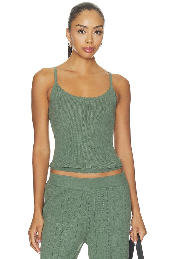 Pointelle Scoop Neck Cami Top