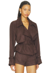 Marais Faux Suede Cropped Trench Coat