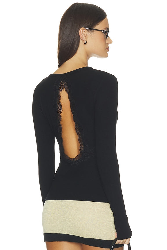 Noir Lace Back Ribbed Top