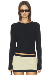Noir Lace Back Ribbed Top