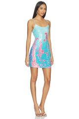 Coral Fitted Mini Dress