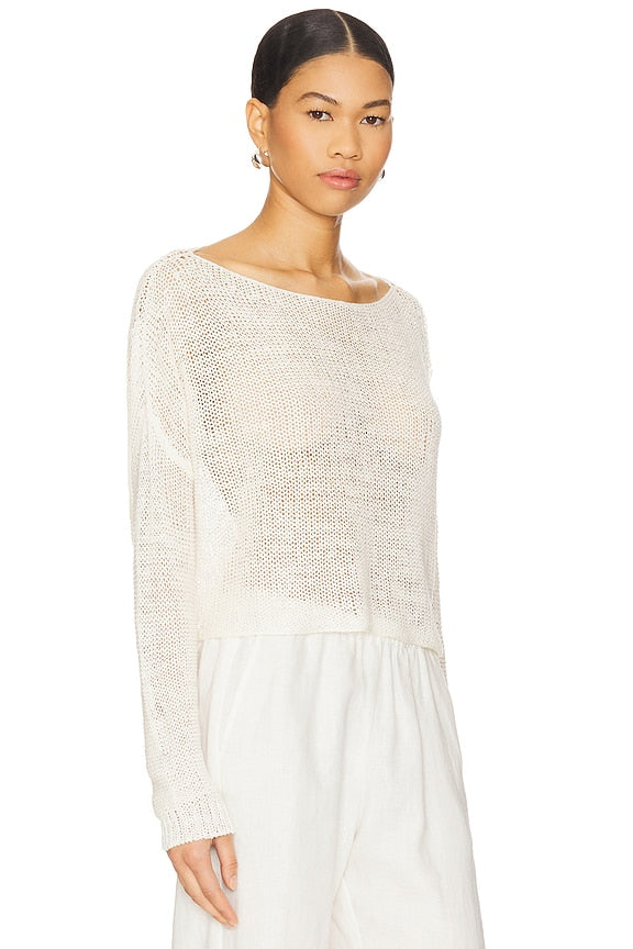 Linen Open Knit Bateau Sweater